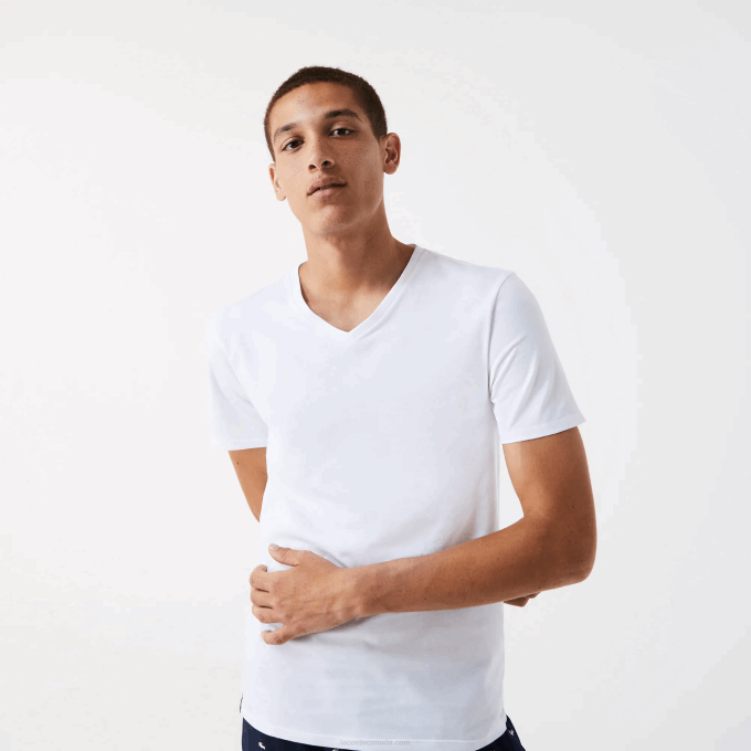 Men Lacoste V0ZN1345 White 001 3-Pack of Plain T-Shirts - Image 4