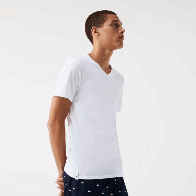 Men Lacoste V0ZN1345 White 001 3-Pack of Plain T-Shirts - Image 1
