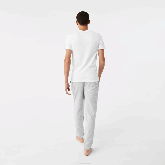 Men Lacoste V0ZN1349 White Grey Chine Black BXY Crew Neck Cotton T-Shirt 3-Pack - Image 3