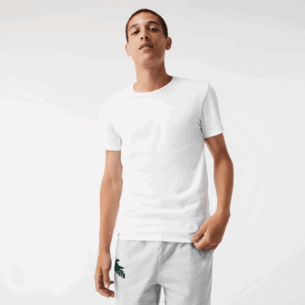 Men Lacoste V0ZN1349 White Grey Chine Black BXY Crew Neck Cotton T-Shirt 3-Pack