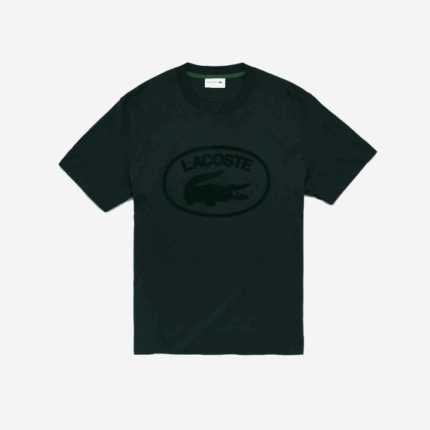 Men Lacoste V0ZN134 Green YZP Relaxed Fit Tone-On-Tone Branded Cotton T-Shirt