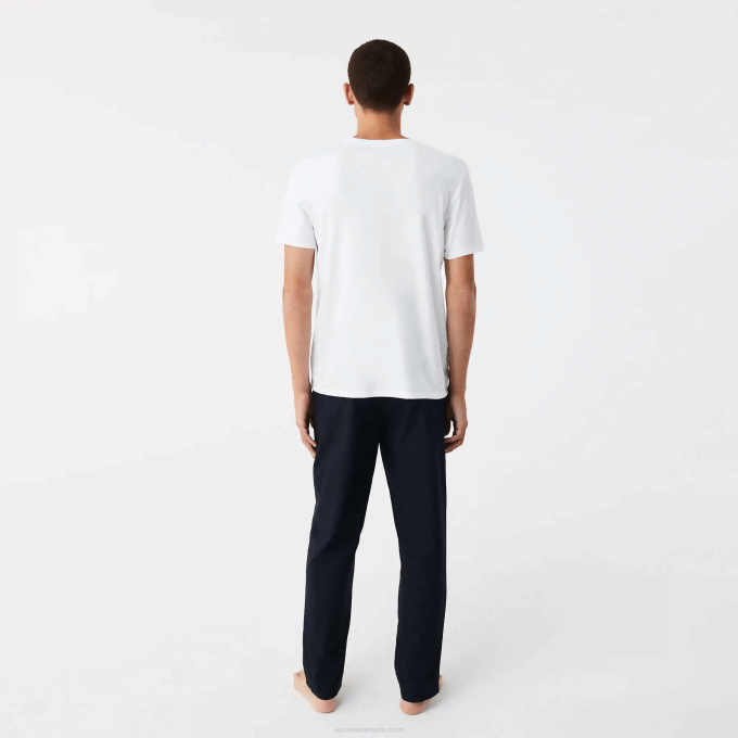 Men Lacoste V0ZN1350 White 001 Crew Neck Cotton T-Shirt 3-Pack - Image 3
