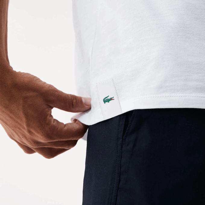 Men Lacoste V0ZN1350 White 001 Crew Neck Cotton T-Shirt 3-Pack - Image 4