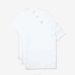 Men Lacoste V0ZN1350 White 001 Crew Neck Cotton T-Shirt 3-Pack - Image 5