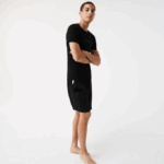 Men Lacoste V0ZN1351 Black 031 Crew Neck Cotton T-Shirt 3-Pack - Image 2