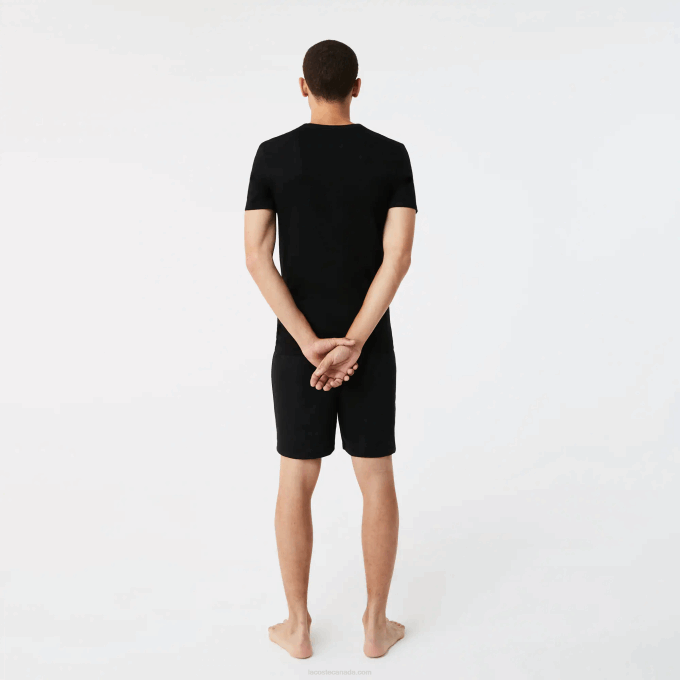 Men Lacoste V0ZN1351 Black 031 Crew Neck Cotton T-Shirt 3-Pack - Image 3