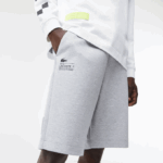Men Lacoste V0ZN1355 Grey Chine CCA Reflective Print Shorts - Image 2