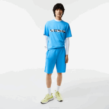 Men Lacoste V0ZN1356 Blue 4XA Reflective Print Shorts