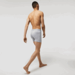 Men Lacoste V0ZN1359 Black Grey Chine VFU Lettered Waist Long Cotton Boxer Brief 3-Pack - Image 3