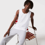 Men Lacoste V0ZN1360 White 001 Cotton Tank Top 3-Pack - Image 4
