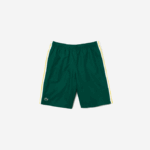 Men Lacoste V0ZN1362 Green Yellow White 117 SPORT Contrast Bands Lightweight Shorts - Image 5