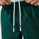 Men Lacoste V0ZN1362 Green Yellow White 117 SPORT Contrast Bands Lightweight Shorts - Image 6