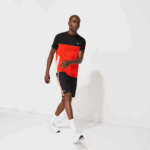 Men Lacoste V0ZN1365 Black Red White G54 SPORT Colorblock Panels Lightweight Shorts - Image 4