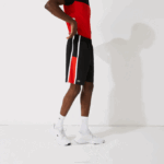 Men Lacoste V0ZN1365 Black Red White G54 SPORT Colorblock Panels Lightweight Shorts - Image 6