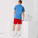 Men Lacoste V0ZN1366 Red Blue White CMJ SPORT Colorblock Panels Lightweight Shorts - Image 3