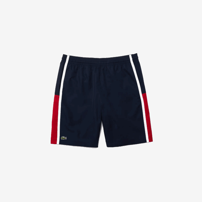 Men Lacoste V0ZN1367 Navy Blue Red White MWP SPORT Colorblock Panels Lightweight Shorts - Image 5