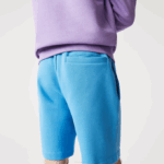 Men Lacoste V0ZN1370 Blue 4XA Organic Brushed Cotton Fleece Shorts - Image 3