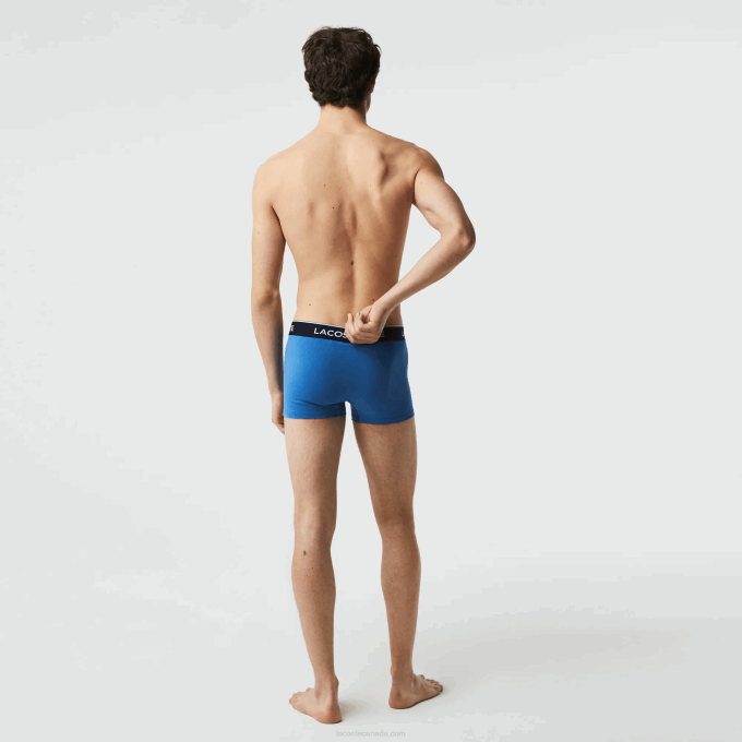 Men Lacoste V0ZN1371 Blue Grey Chine F7K Casual Boxer Brief 3-Pack - Image 2