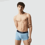 Men Lacoste V0ZN1371 Blue Grey Chine F7K Casual Boxer Brief 3-Pack