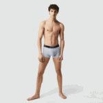 Men Lacoste V0ZN1371 Blue Grey Chine F7K Casual Boxer Brief 3-Pack - Image 3