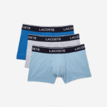 Men Lacoste V0ZN1371 Blue Grey Chine F7K Casual Boxer Brief 3-Pack - Image 4
