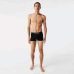 Men Lacoste V0ZN1372 Black White Grey Chine NUA Casual Boxer Brief 3-Pack
