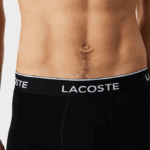 Men Lacoste V0ZN1372 Black White Grey Chine NUA Casual Boxer Brief 3-Pack - Image 4