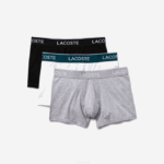 Men Lacoste V0ZN1372 Black White Grey Chine NUA Casual Boxer Brief 3-Pack - Image 5