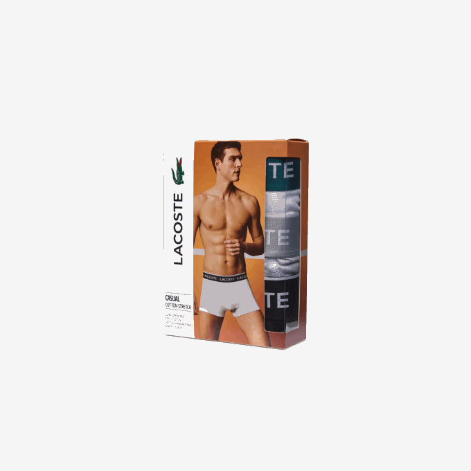 Men Lacoste V0ZN1372 Black White Grey Chine NUA Casual Boxer Brief 3-Pack - Image 6