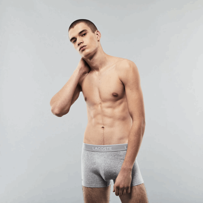 Men Lacoste V0ZN1372 Black White Grey Chine NUA Casual Boxer Brief 3-Pack - Image 8