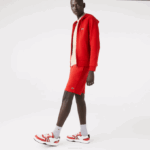 Men Lacoste V0ZN1373 Red 240 Organic Brushed Cotton Fleece Shorts