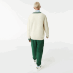 Men Lacoste V0ZN1377 White Green X0N Comic Badge Sweater - Image 3