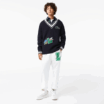 Men Lacoste V0ZN1378 Black/White HHW Comic Badge Sweater - Image 2