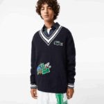 Men Lacoste V0ZN1378 Black/White HHW Comic Badge Sweater