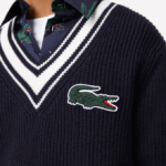 Men Lacoste V0ZN1378 Black/White HHW Comic Badge Sweater - Image 4
