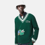 Men Lacoste V0ZN1379 Green White YRR Comic Badge Sweater
