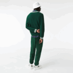 Men Lacoste V0ZN1379 Green White YRR Comic Badge Sweater - Image 3