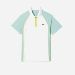 Men Lacoste V0ZN137 White Light Green Yellow AWC Tennis Recycled Polyester Polo with Ultra-Dry Technology - Image 4
