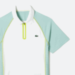 Men Lacoste V0ZN137 White Light Green Yellow AWC Tennis Recycled Polyester Polo with Ultra-Dry Technology - Image 5
