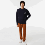 Men Lacoste V0ZN1380 Navy Blue 166 Crocodile Sweater - Image 2