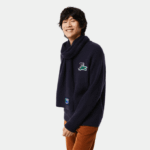 Men Lacoste V0ZN1380 Navy Blue 166 Crocodile Sweater - Image 4