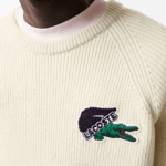 Men Lacoste V0ZN1381 White XFJ Crocodile Sweater - Image 4