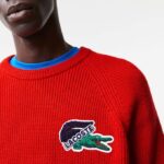 Men Lacoste V0ZN1382 Red 240 Crocodile Sweater - Image 2