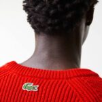Men Lacoste V0ZN1382 Red 240 Crocodile Sweater - Image 4