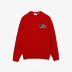 Men Lacoste V0ZN1382 Red 240 Crocodile Sweater - Image 5