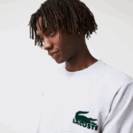 Men Lacoste V0ZN1386 Grey Chine Green Y9K Cotton Fleece Lounge Sweatshirt - Image 4