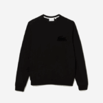 Men Lacoste V0ZN1387 Black C31 Cotton Fleece Lounge Sweatshirt - Image 5