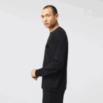 Men Lacoste V0ZN1387 Black C31 Cotton Fleece Lounge Sweatshirt - Image 6