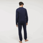 Men Lacoste V0ZN1388 Navy Blue 423 Cotton Fleece Lounge Sweatshirt - Image 3