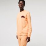 Men Lacoste V0ZN1389 Light Orange Bordeaux RZ6 Cotton Fleece Lounge Sweatshirt